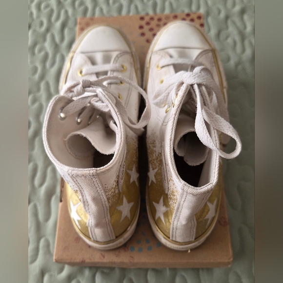 Converse White & Gold Star High Top Sneakers - Picture 3 of 5